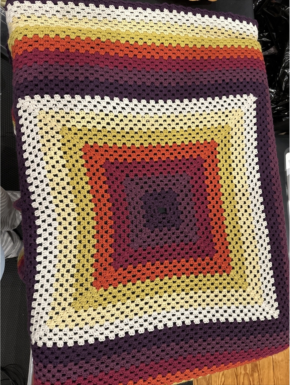 Vintage Granny Square Afgan Never Used. Incredibly Soft. Handmade OOAK RARE